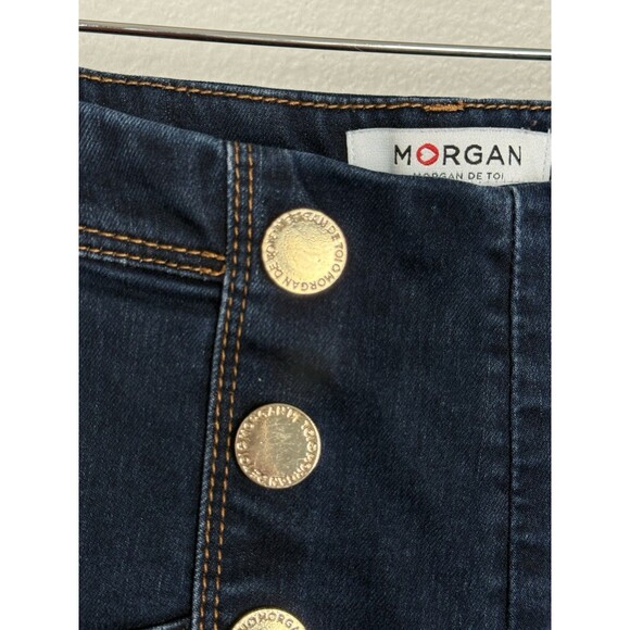 Morgan De Toi Dark Wash Gold Button Jeans Womens Size EU 38 (6) Designer Denim - Picture 8 of 13